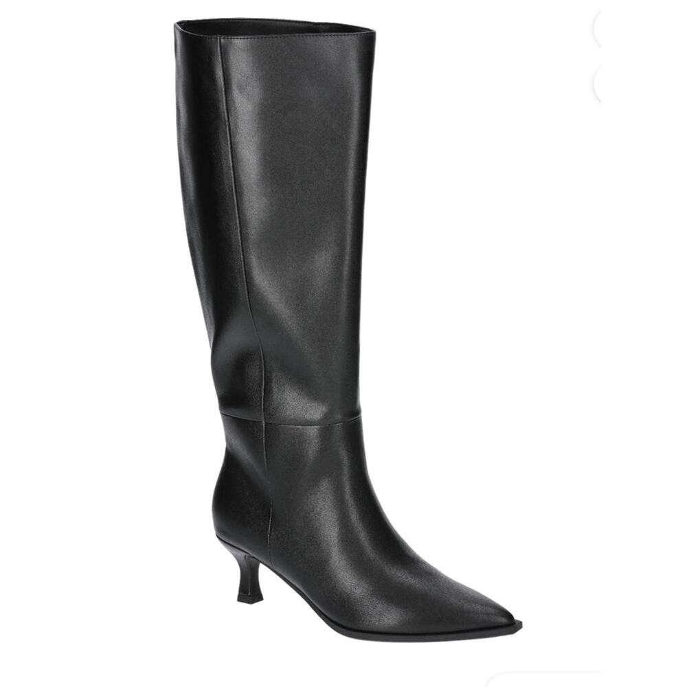 Madden NYC Women’s Black Faux Leather Knee High Kitten Heel Boots SZ 8 New